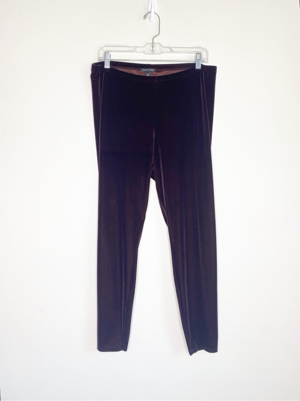 Eileen Fisher Stretch Velvet Knit Leggings Burgundy Size L
